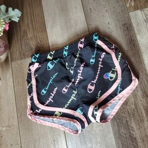 Champion Toddler Girl Black and Pink Lined Running Shorts Size 24m NWOT